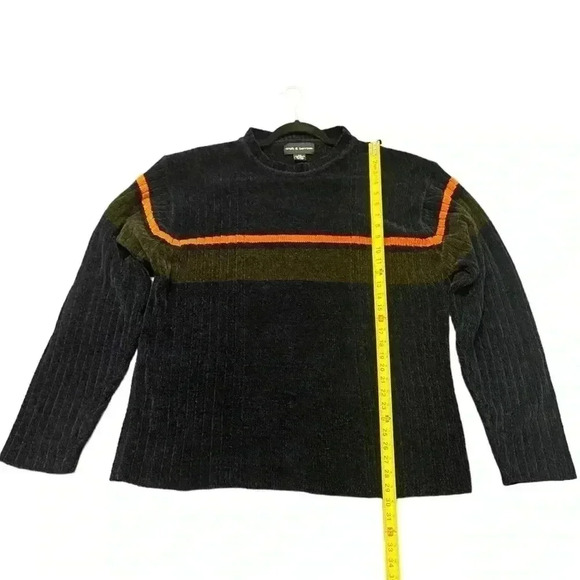 Croft & Barrow Crew Sweater Chenille Blue Brown Orange Striped Men’s Size XLT - Picture 3 of 6